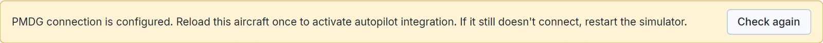 PMDG connection message