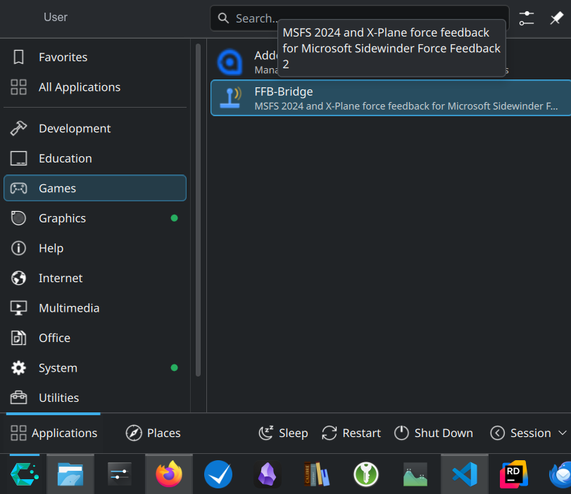 FFB-Bridge AppImage लॉन्च करने के लिए Linux डेस्कटॉप मेनू प्रविष्टि