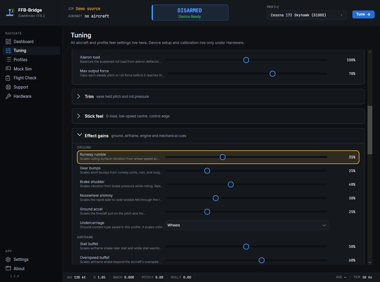 A linked Dashboard chip opens its exact Tuning row and keeps the target highlighted for the adjustment.