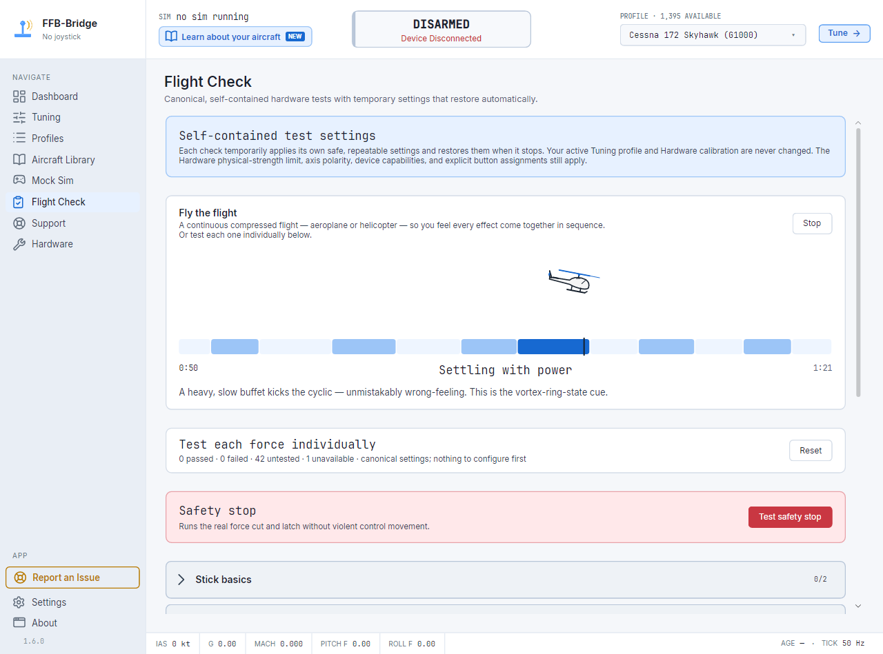 Пошаговая вертолетная проверка Flight Check воспроизводит сигнал вихревого кольца